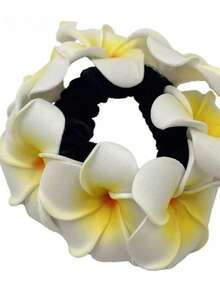 1pc New Girls Faux Foam Flower Hair Scrunchie,Hawaii Daisy Flower Elastic Hair Ties, Suitable For Bun, High Ponytail, Ponytail Holders, Hair Elastics, Hair Rubber Bands, Hair Bobbles