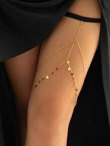 Simple Double-Layer Sequin Tassel Thigh Chain, Female Sexy Elastic Chain, Geometric Body Chain