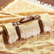 Waterproof Picnic Blankets Outdoor Blanket Foldable 2 In 1 Double Layer Sandproof Beach Mat With Carry Strap For Camping Lawn Park Beach Grass Yellow White