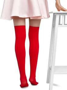 1 Stück 60D Weihnachts-Kniestrümpfe - festlich und doch alltäglich über dem Knie Strümpfe, kuschelig dehnbar in Einheitsgröße