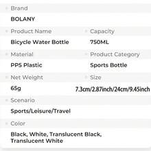 1 szt., 750 ml/25,36 uncji, ustnik z zaworem szczelnym, przenośny, prosty do wyciskania napojów, lekki, plastik PP5, butelka na wodę do jazdy na rowerze, minimalistyczny styl sportowy, czarno-biały/przezroczysty, trójkolorowy, opływowy, rowkowany korpus butelki, uszczelniona blokada wody, odporność na upadki i ciśnienie