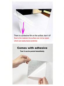 4/8 块 3D 亚克力镜面瓷砖 - 防碎、自粘、客厅、卧室、办公室、厨房的墙面装饰 - 抛光表面、易于安装、无需电源、远距离扭曲镜面效果