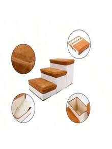 Foldable Pet Stairs, Non-Slip High Capacity Pet Ladder With Thick Bottom Board, Small Dog Stairs With Collapsible Rack - Grey - View 3