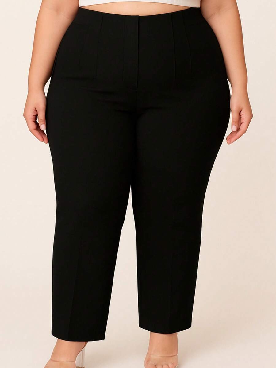 Calça Plus Size de Cintura Alta|Conforto, Estilo e Versatilidade - Preto - Visão 1