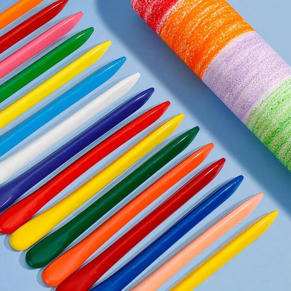 1pc 12/24/36 Colors Wax Crayons In Bucket, Non-Staining, Washable, Triangular Barrel, Smooth Coloring Pencils, Excellent Art Gift For Boys And Girls (Slight Color Transfer May Occur During Transportation)