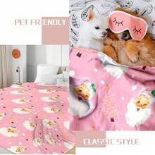 1 pièce Couverture en flanelle avec design d'éléments de Noël, représentant le Père Noël, le bonhomme de neige, l'homme en pain d'épices et les designs d'élans. Super douce, chaude et confortable pour le canapé et le lit. Peut être utilisée comme couverture de climatisation et couverture rafraîchissante. Cadeau idéal pour Noël à offrir à la famille et aux amis. Décoration d'intérieur créative avec des motifs intéressants. - Multicolore - Voir 10