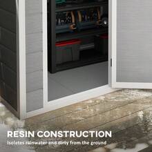 Outsunny 6 X 4ft Outdoor Shed With Foundation Lockable Door Vents Windows Plastic Shed For Tool Storage Grey Aosom UK - Xám1 - Xem 5