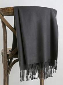 1pc 2025 Autumn/Winter New Women Solid Color Thin Tassel Scarf, Multi Functional Fashion Warm Shawl, Unisex Outdoor Warm Neck Scarf