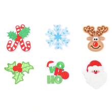 2/6pcs Santa Claus & Reindeer Fabric Patches, Non-Woven Christmas Series Candy Cane, Letter, Leaf Fabric Patches, DIY Clothing, Shoes, Hats Decoration