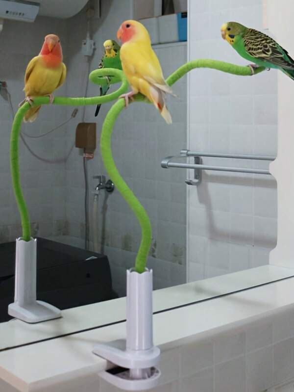 1pc Flexible Green Parrot Perch - Extra Long, Sturdy And Easy To Clean Bird Perch Stand With Clips, Suitable For Tables, Chairs, Railings And Cabinets - Ideal For Parrots And Small Birds, Bird Accessories