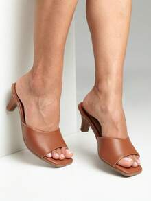 Women's Sandals With Thin Heels And Medium Heels, Social Clogs, Fashion Blogger - 駝色 - 查看 2