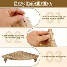 Corner Counter Wood Shelf, Rustic Pedestal Stand, Farmhouse Corner Shelves Stand, Tray Riser For Coffee Bar, Bathroom Countertop Organizer Corner, Centerpiece Display Riser For Kitchen (Wooden) - 卡其色 - 查看 7