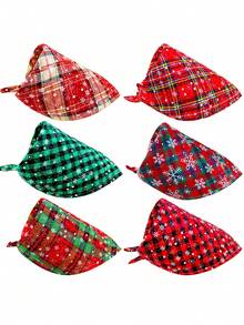 6 sztuk świątecznych, limitowanych, trójkątnych szalików dla zwierząt, szalik dla psa, wzór płatka śniegu, trójkątny szalik dla zwierząt, odpowiedni na zimową dekorację na imprezę świąteczną