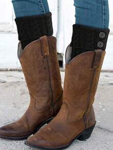 Women's Winter Warm Boot Covers, Crochet Short Boots Socks, Button Over-The-Knee Boot Covers, Women's Warm Twisted Crochet Leg Warmers, Wool Leg Warmers And Boot Covers, Winter Cold-Proof Boot Socks Warm Gift, Christmas Gift, Fashionable Warm Gift - Multicolor - View 5