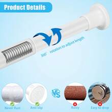 1/2pcs Black No-Drill Adjustable Length Curtain Rod, Shower Curtain Rod - Minimalist Iron Extendable Curtain Rod, Suitable For Kitchen, Bathroom, Wardrobe, Shoe Rack - Black - View 11