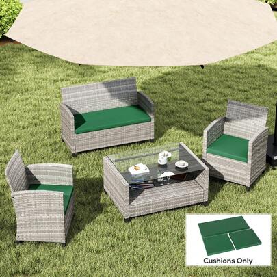  Outsunny Outdoor Seat Cushion Pads For Rattan Furniture, 3 PCs Garden Furniture Cushions, Green