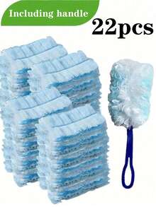 1 套，静电除尘掸，带 10 个可更换除尘刷头，家用除尘刷，手持式除尘扫地刷，洗衣用多用途除尘掸，静电除尘刷头更换 - 轻松清除电子产品、家具、百叶窗和吊扇上的灰尘 - 清洁用品、清洁配件家具、汽车、键盘、清洁用品、清洁工具、圣诞用品