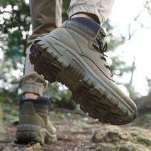 5.AA Men's Desert Jungle Hiking Boots, Zipper Tactical Boots, Lightweight Non-Slip High Top Boots For Mountaineering Hunting Exploration - Army Green - View 9
