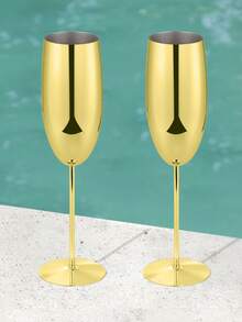 2 件优雅金属香槟杯 - 采用不锈钢材质，玫瑰金高端纹理酒杯，防摔且易于清洁，适合婚礼、派对和庆祝活动 - 圣诞节和万圣节节日礼物 - 彩色 - 查看 11