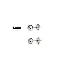 3-8 毫米 1 对银球耳钉，316L 不锈钢防过敏耳钉，简约风格适合男士、女士、青年，钛钢耳环，节日礼物 - 銀色 - 查看 13