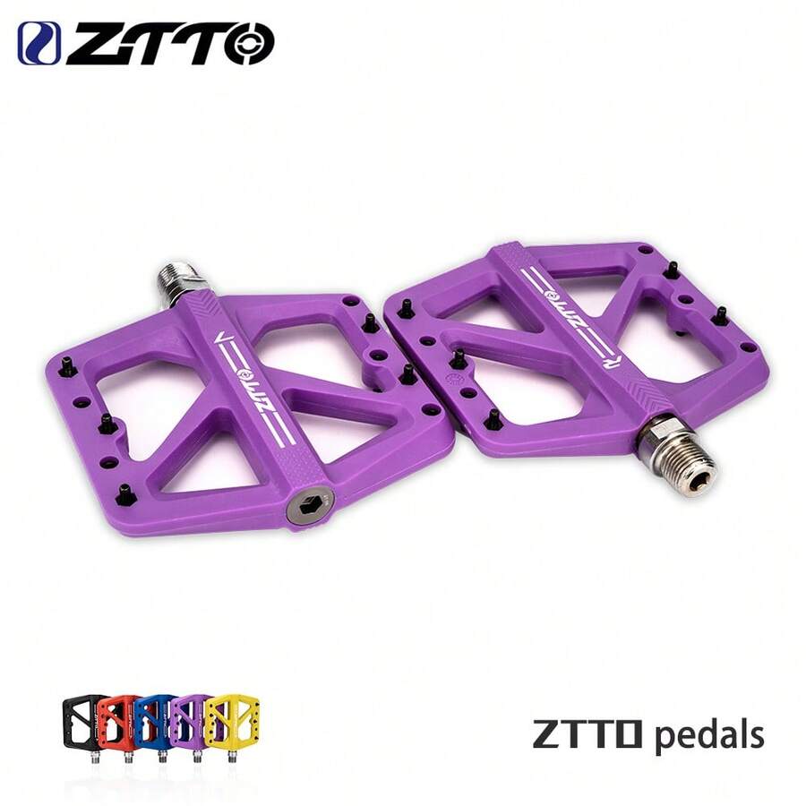 ZTTO High Strength Plastic Mountain Bike Pedals, Featuring DU Bearings For Smooth Performance. Suitable For XC, AM, BMX And Other Bike Models. Anti-Slip Design, Wide Platform, Flat Nylon Material. - Multicolor - View 1