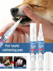 1支装宠物牙齿清洁笔 - 犬猫牙齿清洁凝胶配软毛刷 - 清新口气，呵护牙龈 - 简单易用的宠物牙齿清洁器 - 彩色 - 查看 1