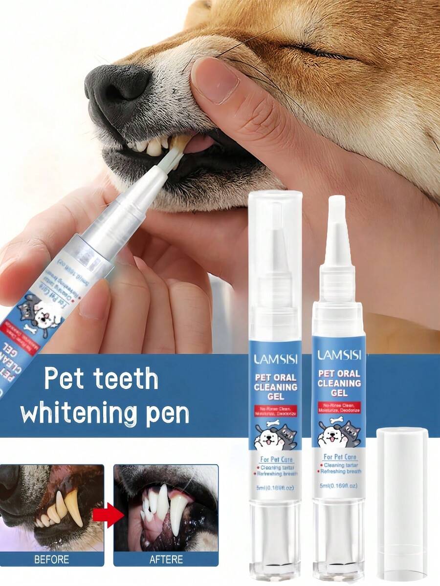1支装宠物牙齿清洁笔 - 犬猫牙齿清洁凝胶配软毛刷 - 清新口气，呵护牙龈 - 简单易用的宠物牙齿清洁器 - 彩色 - 查看 1