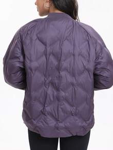 Speed mate Chaqueta acolchada casual con bolsillos, ligera y sobredimensionada con empalme acolchado para mujer