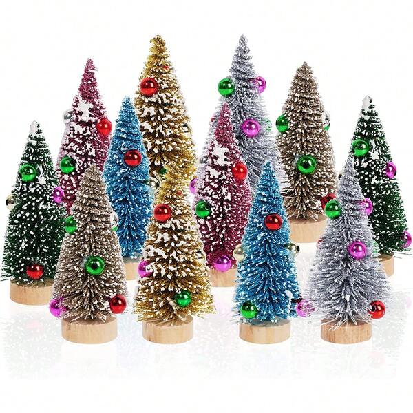1pc Mini Christmas Tree - Desktop Simulation Pine Branch Bottle Brush Tree, Mini Christmas Tree, Sisal Tree, Mini Pine Tree, Micro Christmas Tree, Sisal Tree Desktop Mini Christmas Tree, Christmas Decorative Item, Suitable For Festive Winter Party Decoration, Multiple Colors, Plastic Material Christmas Decorations Room Decor