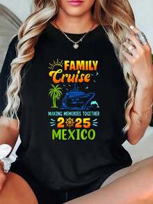Camiseta a juego para vacaciones familiares en grupo en el Crucero por México 2025 - Negro - Ver 1