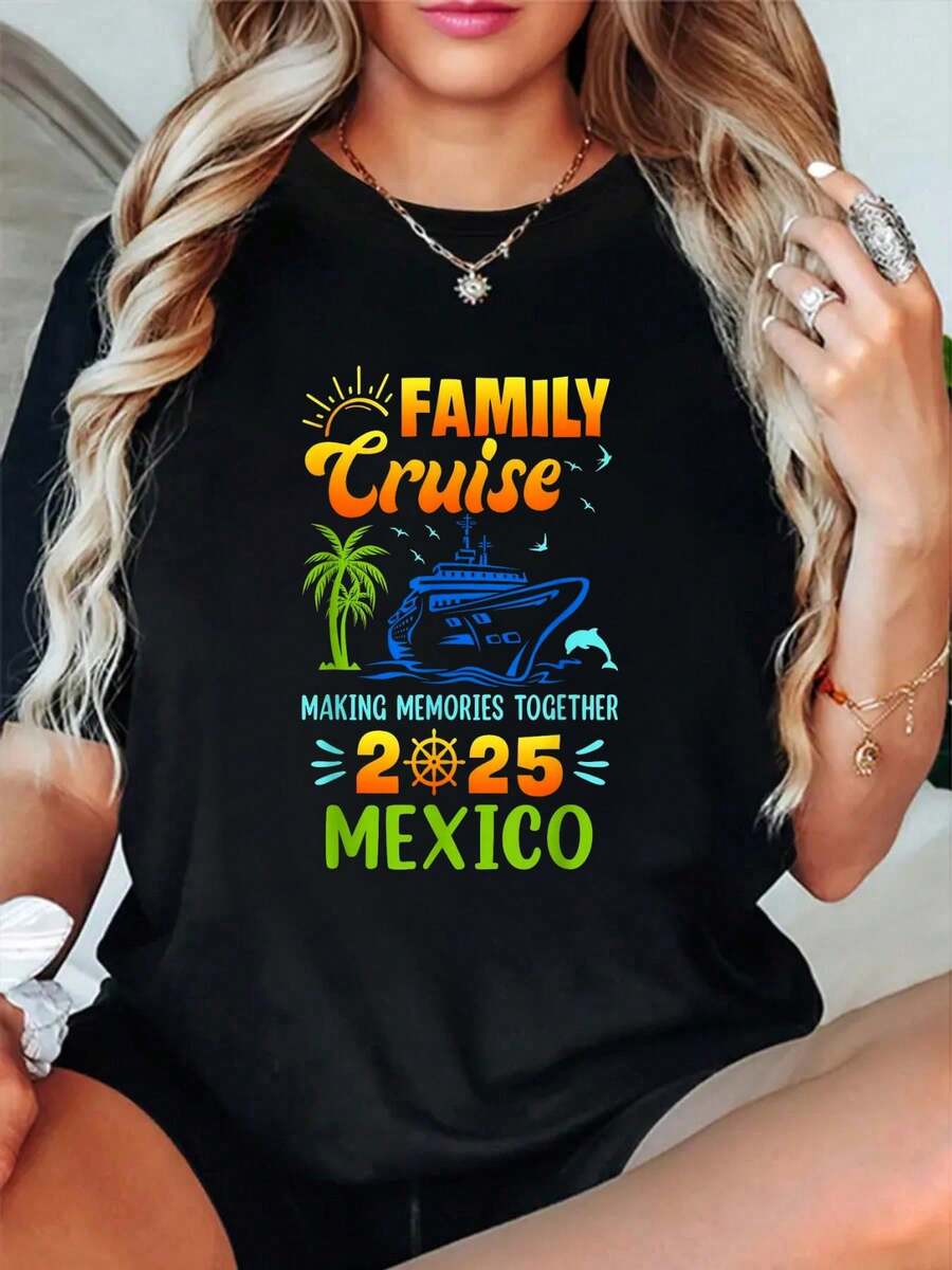 Camiseta a juego para vacaciones familiares en grupo en el Crucero por México 2025 - Negro - Ver 1