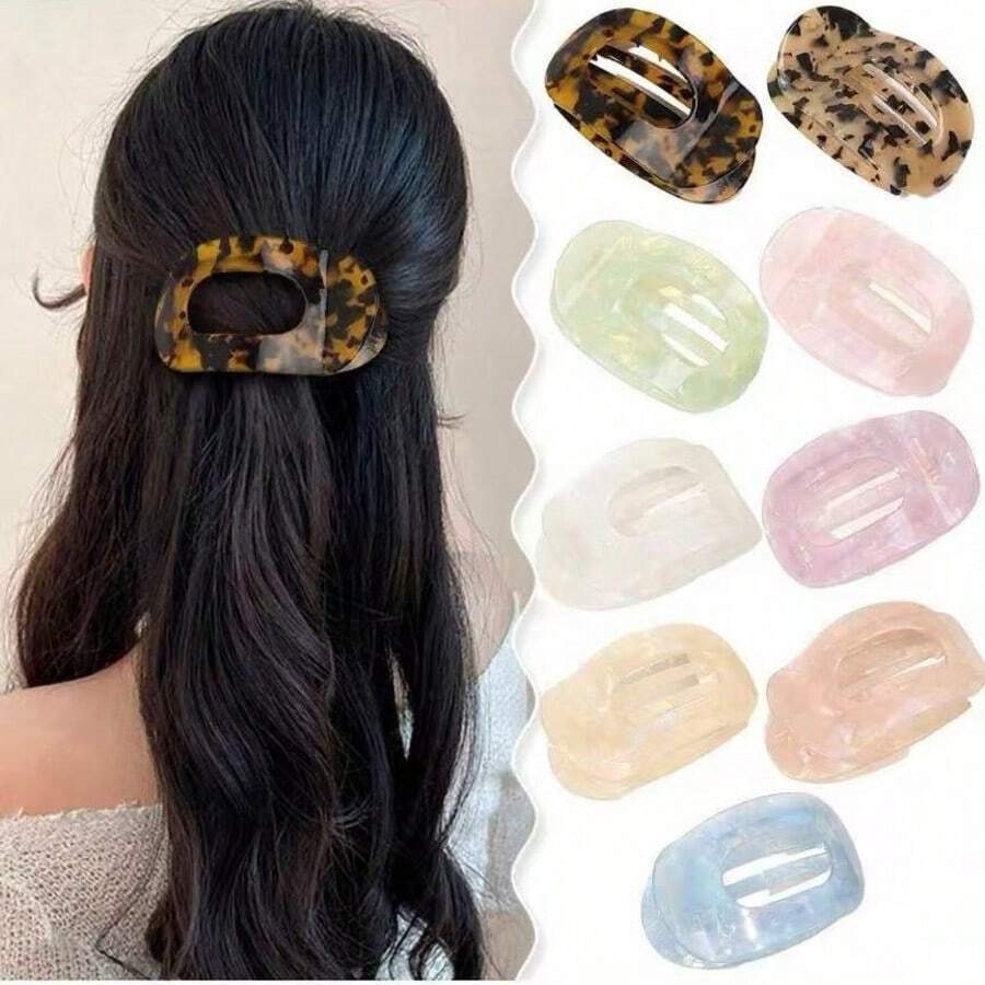 1pc Flat Round Hair Clip, Suitable For Bun Hairstyle, Hair Claw Design, Elegant Hair Accessory For Women, Floral Pattern, Random Design, Claw Clips, Hair Claws, Clips For Hair, Hair Slide, Hair Barrettes