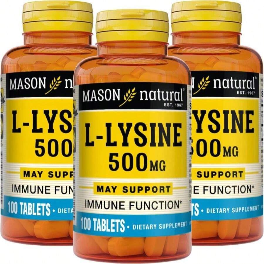 MASON NATURAL L-Lysine 500 Mg With Calcium - Improved Immune Function, Enhanced Nutrient Absorption, Essential Amino Acid, 100 Tablets - Flavor NameB - 查看 1