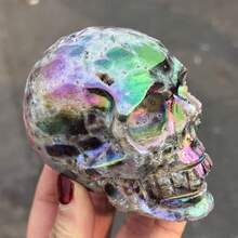 1pc Sphalerite Dragon Head Carving/Skull/Square - Handcrafted Iridescent Multicolor Ornament, Unique Birthday Gift For Women, Home & Office Desk Decor, Collectible Art, Dragon Decor, Office Decoration, Mythical Decor, Iridescent Finish, Intricate Detailing, Fantasy Decor, Highquality Ornament, Fantasy Sculpture, Fantasy Lovers-Christmas And Halloween Gifts - 彩色 - 查看 8