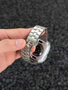 商務不鏽鋼手錶錶帶，兼容 ，適用於 42mm、38mm、40mm、41mm、44mm、45mm、46mm、49mm 及其他尺寸。時尚智慧手錶替換錶帶，適用於 Ultra2、Ultra、SE2、SE、11、10、9、8、7、6、5、4、3、2、1 系列，適合男女使用，學生返校理想禮物。 - 銀色 - 查看 5