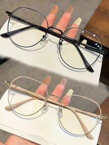 نظارة نسائية كاجوال دائرية بعدسات شفافة، متعددة الاستخدامات للتنقل والمكتب والكمبيوتر والهاتف وقراءة الكتب والألعاب، قطعتان