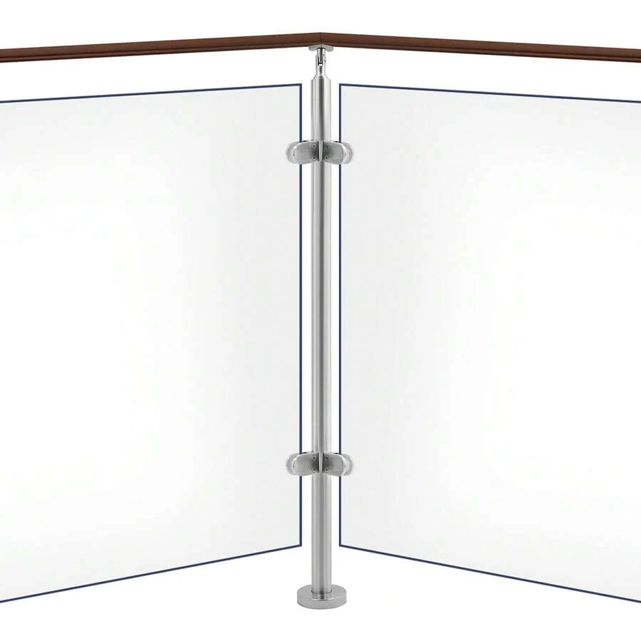 SanBouSi Corner Column Post Stainless Steel Coner Post Corner Post For Glass Railing - Silver - View 1