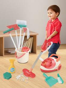 8 قطع/11 قطعة مجموعة مكنسة كهربائية متعددة الوظائف للأطفال - مجموعة تنظيف وكنس، أدوات تنظيف للأعمال المنزلية واللعب التمثيلي، لعبة تفاعلية لتنظيف غرفة الأطفال، أدوات لعب الأدوار، مناسبة للأولاد والبنات كهدايا عيد الميلاد والهالوين