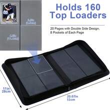 Raccoglitore, contiene oltre 160 top loader, custodia per conservazione di carte con tasche da 4 pezzi per top loader da 3 x 4 pollici, tasche su entrambi i lati per carte da collezione