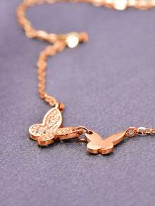 BALMORA 1pc Elegant And Exquisite S925 Sterling Silver Small Zirconia Smooth Face Double Butterflies Pendant Necklace For Women For Birthday Gift