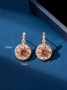 1 pereche de cercei rotunzi cu disc, în stil oriental, roz piersică radiantă, ambianță unică, design nou pentru Ziua Îndrăgostiților