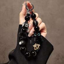 Black Velvet Cat Bead Mobile Phone Chain, Wrist Strap, Mobile Phone Case, Car Keychain, Bag Pendant. - màu đen - Xem 2
