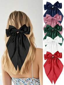 6pcs Sweet & Elegant Fabric Printed Ribbon Bow Hair Clips Set For Women, Hair Accessories For Ponytail, Bun, Or Half Updo Hairstyles Boho - Printed Suit - View 13