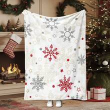 1 件圣诞主题超柔软毛毯，白色雪花羊毛毯，法兰绒面料，触感柔软，保暖功能，实用盖毯，适用于卧室、客厅、圣诞装饰、办公室午睡、露营野餐