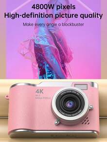 1 Pc 4K High Definition Digital Camera, Retro Micro Single Lens Digital Camcorder, 3 Inch Flip Screen With Flash, 16X Zoom, Comes With 32G Storage Card, Suitable Christmas/Birthday Gift For Boys & Girls Aged 3-18 - LK-007 White - View 4
