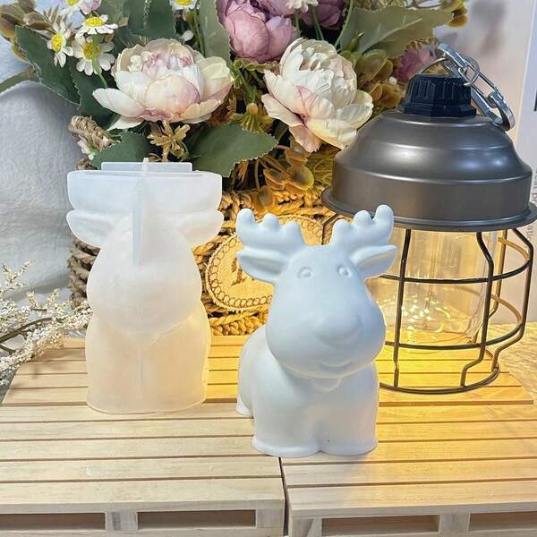 1 Peça Molde de Silicone 3D de Rena de Natal, Molde de Decoração DIY de Natal, Vela Artesanal, Sabonete, Cera Derretida, Presente de Natal, Decoração de Festa de Natal, Decoração de Casa, Decorações de Natal, Decoração de Quarto, Presentes de Natal