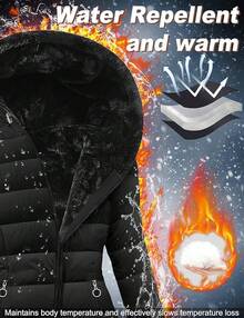 Women's Winter Windproof Fur Warm Slim Fit Down Jacket - Long Ski Coat For Commuting - 黑色 - 查看 3