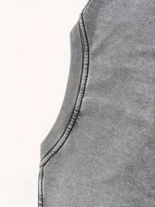 Star Pattern And "" Letter Print Men'S Summer Loose Fit Short Sleeved Washed Vintage 230g Pure Cotton Comfortable Breathable Casual Street Round Neck T-Shirt - Xám - Xem 7