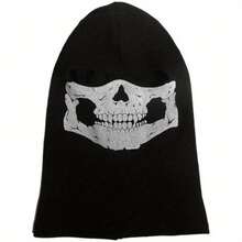 Black Barak Waffle Ghost Skull Full Face - Windproof Motorcycle Riding Gear, Version, Suitable Halloween And Gifts, Unisex Outdoor Sports Role-Playing, Durable Textile Fabric, Halloween Accessories, Design, Protective Face - màu đen - Xem 5