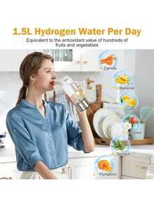 1个14盎司（420毫升）便携式硼硅酸盐玻璃氢离子水瓶，美容健康杯，可充电富氢水生成器，采用SPE/PEM技术快速电解，改善水质，适合家庭、学校、办公室、旅行、健身和日常补水，是送给长辈的绝佳礼物。
